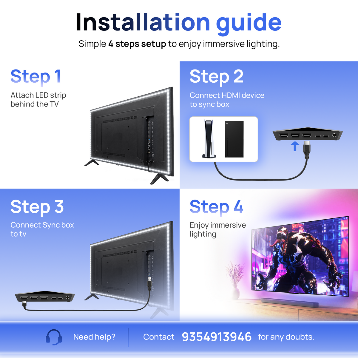 Mitsuko AmbiMotion 2.1 Pro TV Backlight Kit with 3 HDMI 2.1 Ports