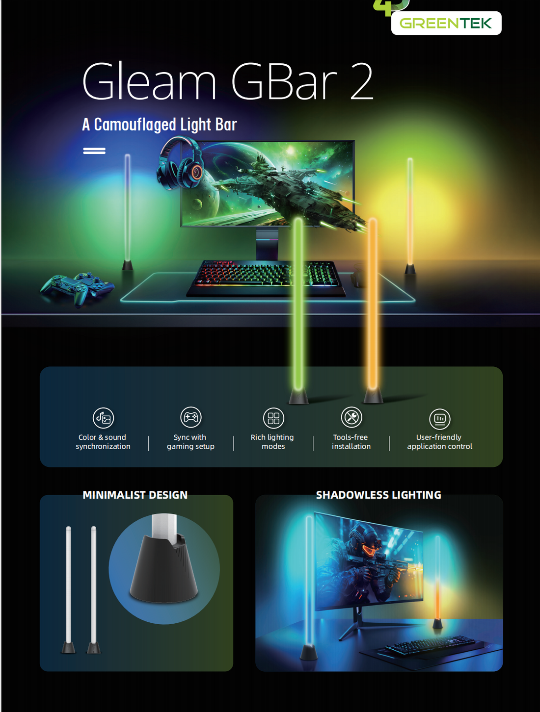 Gleam GBar2 PC/Monitor Screen Sync Gaming Light Bars